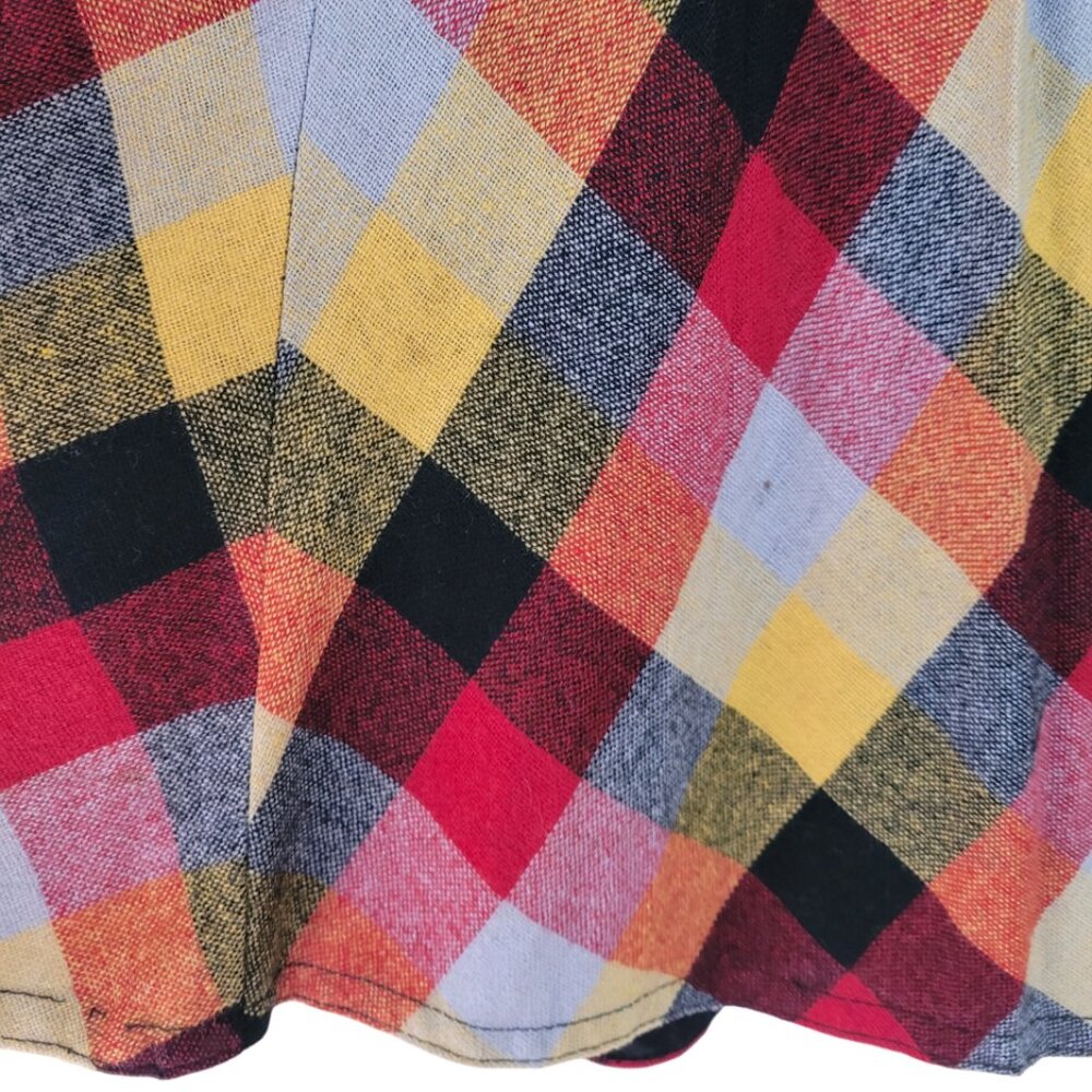 60/70s Autumn A-Line Vintage Plaid Check Side-Button Pleated Skirt XS 24" waist - Picture 11 of 11